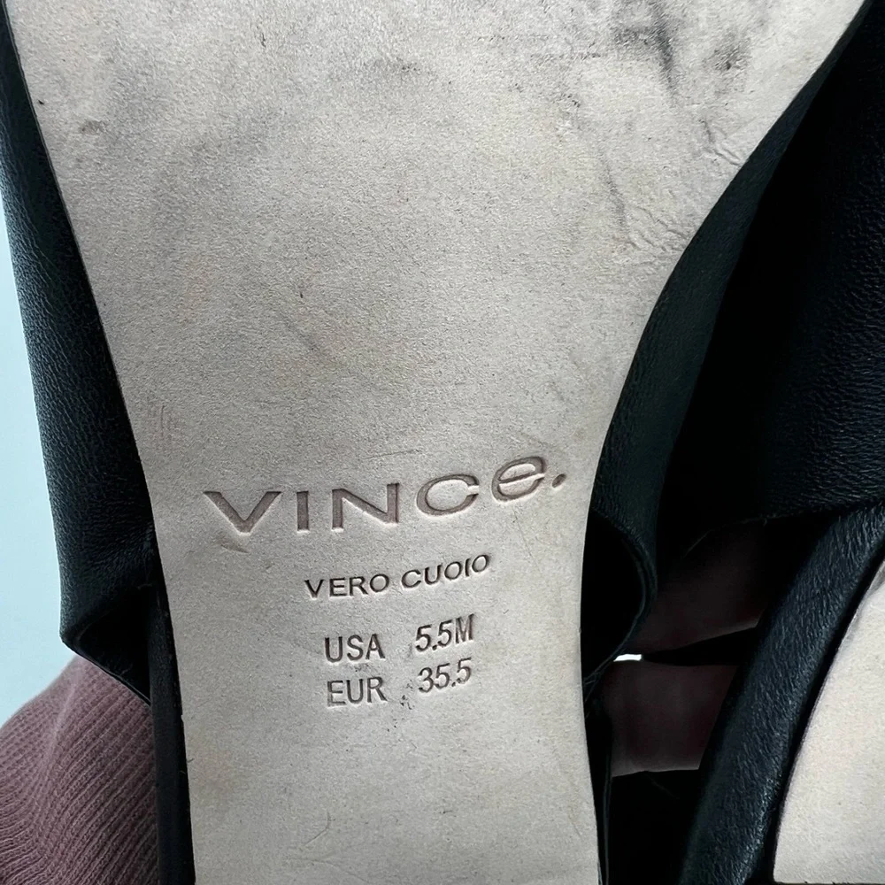 Women's Vince Niara Block Heel‎ Slingback Sandal In Black size 5.5M